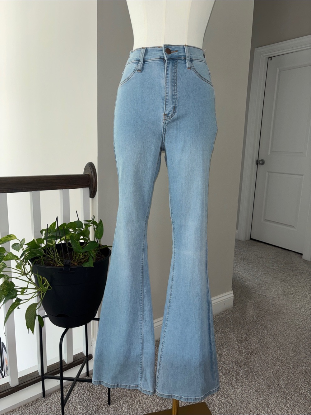 Fashion Nova Light Blue High-Rise Flare Jeans
